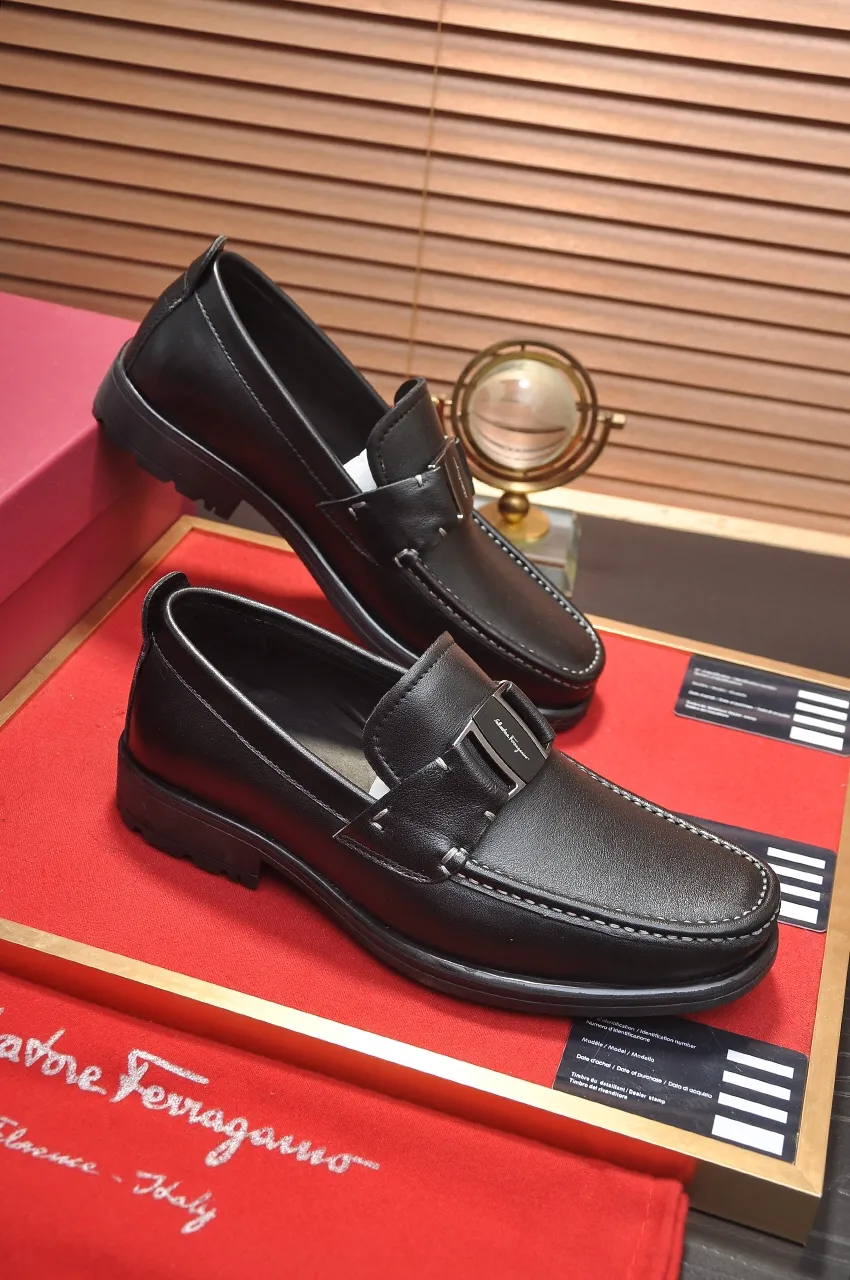 Men's shoes 💰500💶[Ferragamo/Ferragamo] The latest model in the counter. Original imported open-sided high-quality cowhide hand-woven + imported 🐂 cowhide + original luxury metal buckle + original combination outsole. Comparison without pressure 38--44🎉